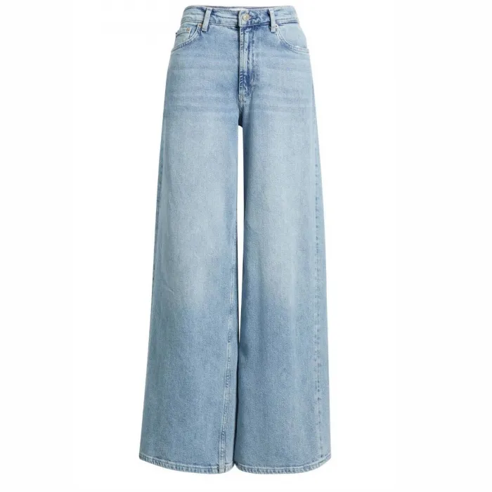 Blue High-Rise Wide-Leg Jeans