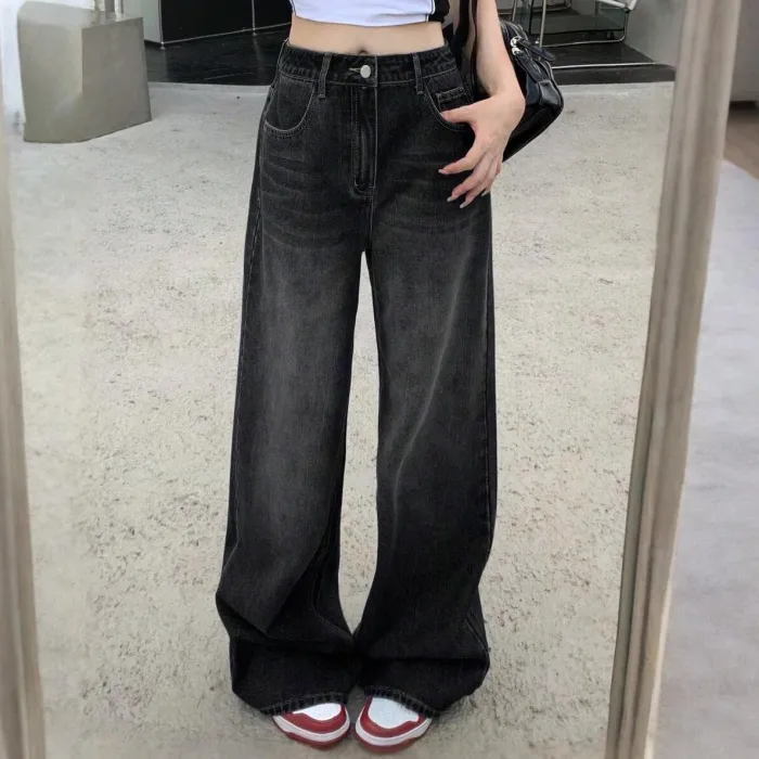 Washed Black High-rise Baggy Jeans