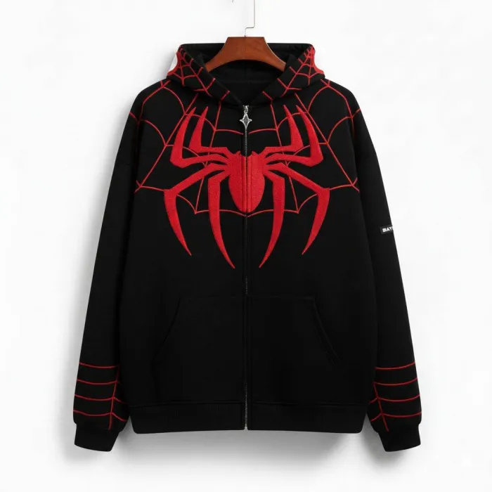 Black Spiderman Zipper Hoodie