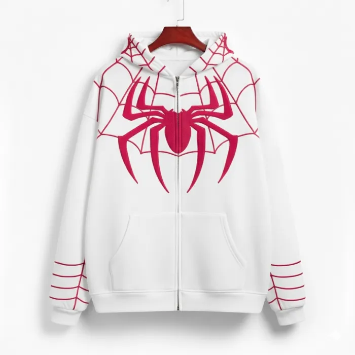 Spiderman Zipper Hoodie - White