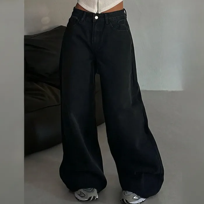 UNISEX- ULTRA WIDE LEG BLACK JEANS