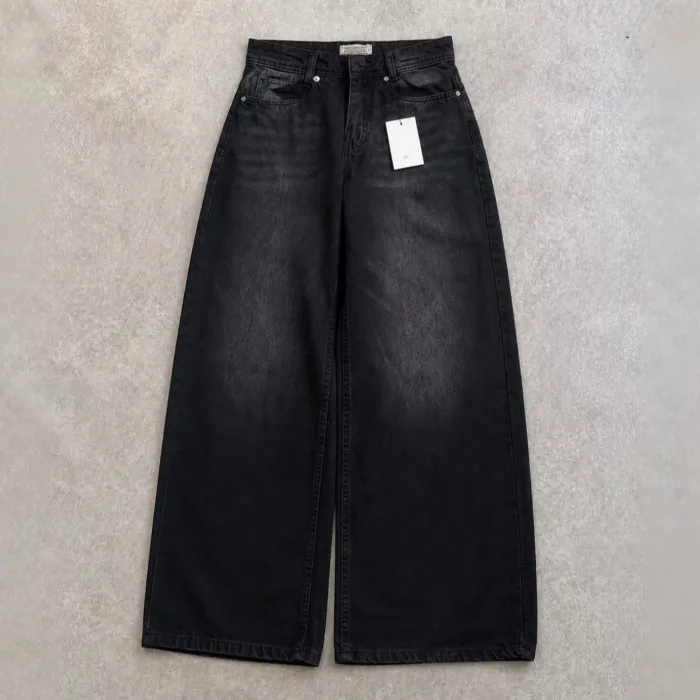 UNISEX - BLACK WASHED SUPER BAGGY JEANS